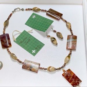 Handcrafted “Hidden Secret” Brecciated Jasper & 925 Necklace & Earring set